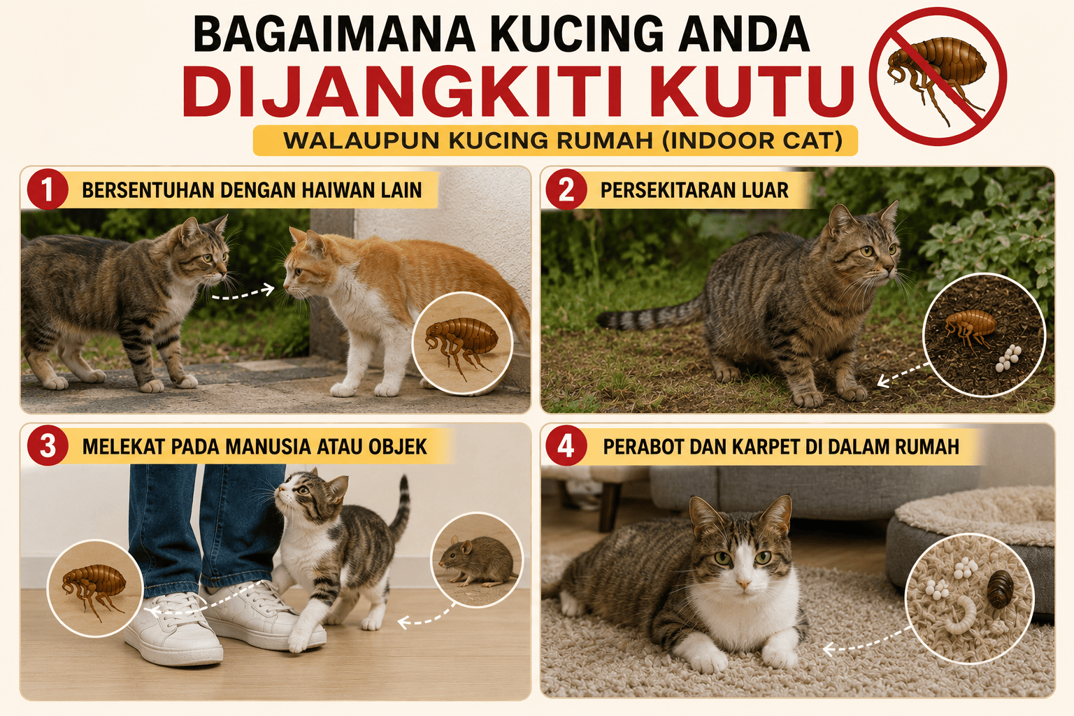 Bagaimana Kucing Anda Dijangkiti Kutu